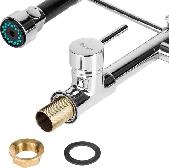 Robinet de cuisine - TecTake - Douchette Pivotante 360° - 2 Robinets - 12 cm de haut