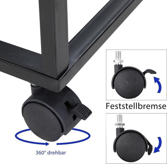 Table d'appoint à roulettes Casaria - 50x35x70 cm - Bois Métal Noir