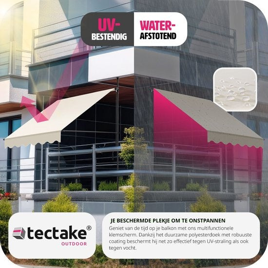 Store - tectake - Store à pinces - Réglable - Parasol balcon - 150 x 180 cm - beige - store - 404954