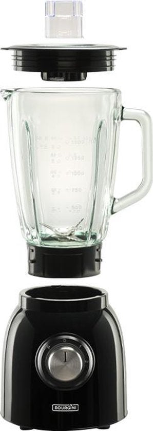 Bourgini Nostalgic Blender Black 1.5L - Cruche en verre - Noir - Broyeur à glace - Blender - 600 watts