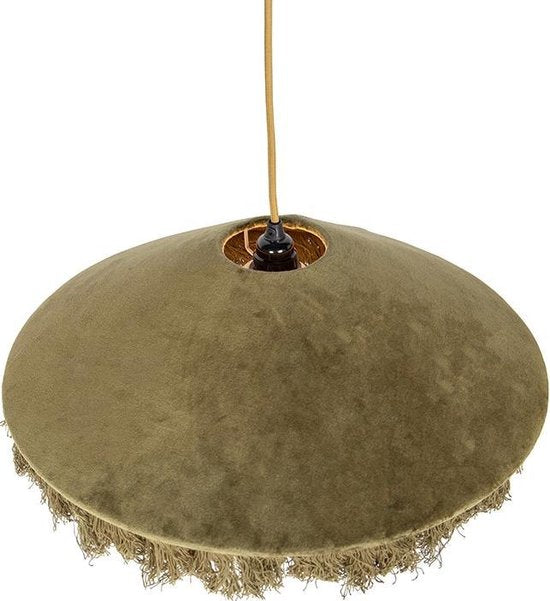 QAZQA fringe - Lampe suspendue Art Déco avec abat-jour - 1 lumière - Ø 500 mm - Vert - Salon | Chambre à coucher | Cuisine