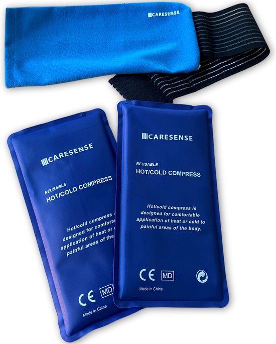 Caresense - Icepack avec support - Hot Coldpack - Coolpack - 2 packs de gel avec élastique - compresses chaudes et froides