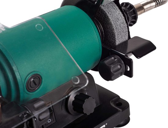 VONROC Meuleuse de table / Multitool - 150W - 75MM - avec arbre flexible - Incl. 1x pierre à poncer & disque de polissage