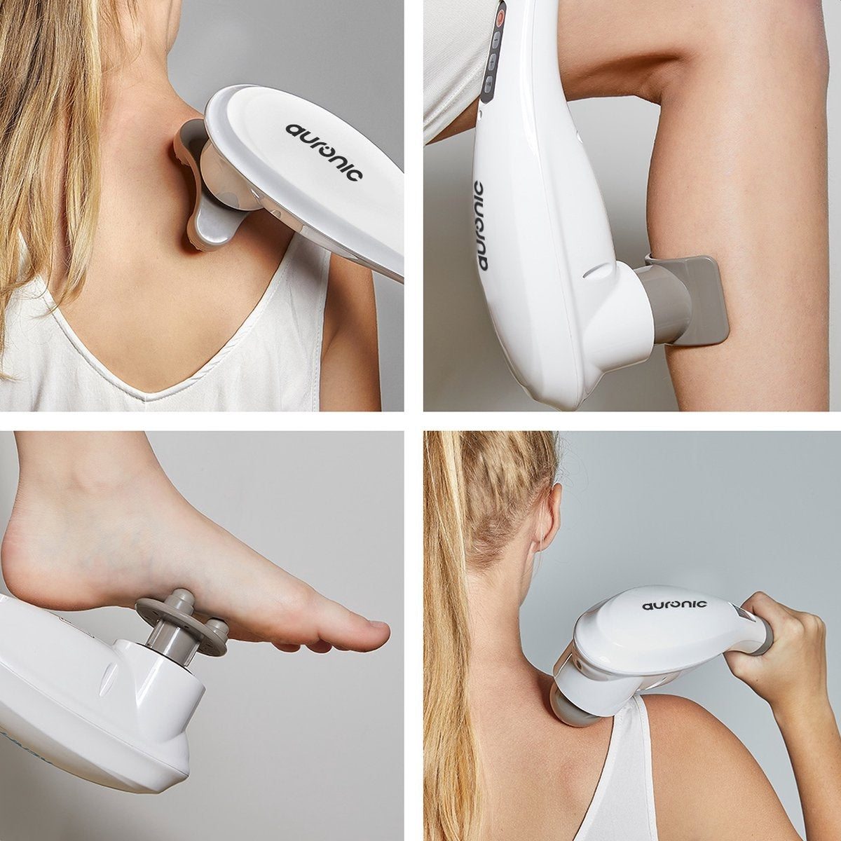 Appareil de massage Auronic Massage du cou et du dos Sans fil 5 accessoires Blanc/gris