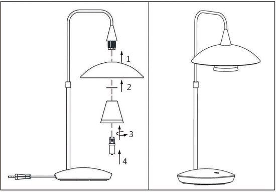 Lampe de table Tallerken 2657ST - Acier/Blanc - Design moderne - Ampoule LED incluse - Steinhauer