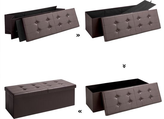 Banc Casaria avec rangement - 80x40x40cm 100L Faux cuir - Marron