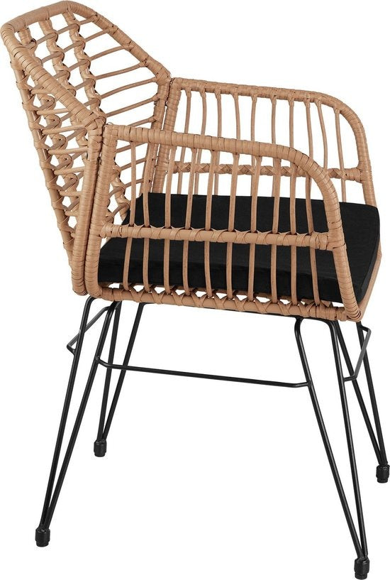 tectake® - Ensemble de sièges en osier pour l'extérieur, meubles pour 2 personnes, 3 pièces. Ensemble bistro, meubles de balcon, ensemble de meubles de jardin avec 2x chaises + table, petit salon résistant aux intempéries pour le jardin, le balcon ou la t