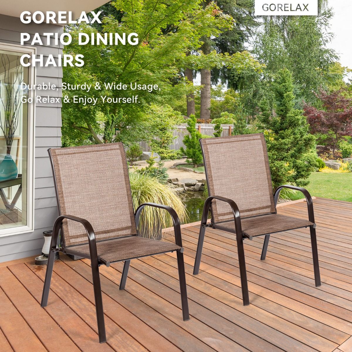 Ensemble de deux chaises de jardin Coast - tissu respirant - structure métallique renforcée - beige