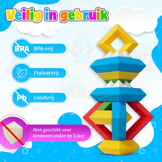 MontiPlay® Build Buddies - 60 Piece Block Tower - Jouets éducatifs Montessori - Briques et blocs à empiler - Jouets STEM et sensoriels pour les tout-petits - à partir de 3 ans - Jouets pour enfants - Blocs de construction - Toy Book 2024