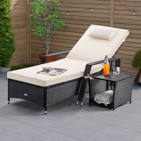 Table d'appoint Casaria Polyrattan - Plateau en WPC 45x45x40cm - Noir