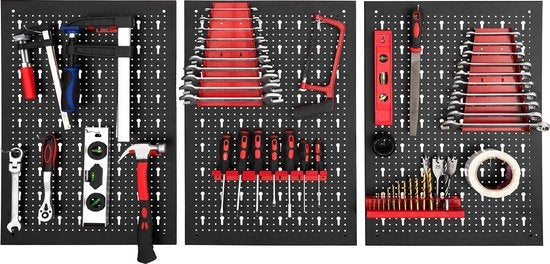 tectake® - Mur d'outils avec 25 crochets et supports - 403559