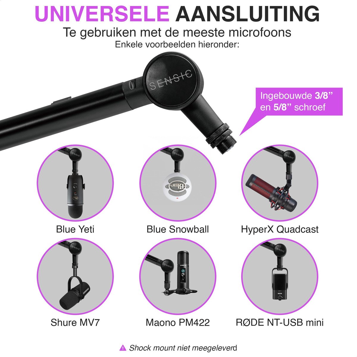 Sensic SA 20 Bras de microphone sans microphone - Bras de perche - Trépied pour microphone - Support pour microphone - Mouvement silencieux