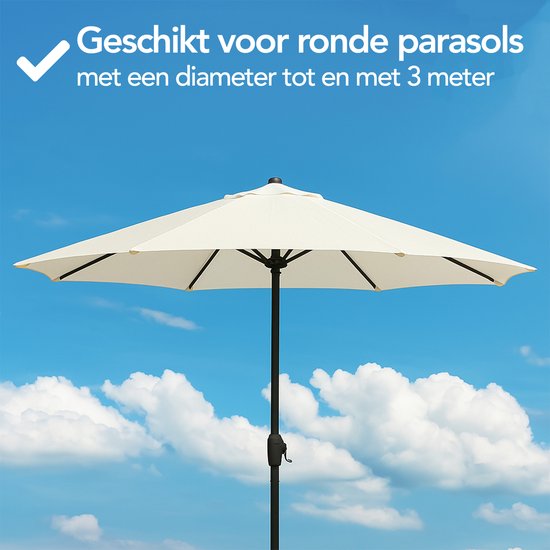 Brixy Housse de parasol - Jusqu'à Ø300cm - Imperméable - Rond et carré - 183 x 35 x 25cm - Cordon de serrage - Debout - Noir