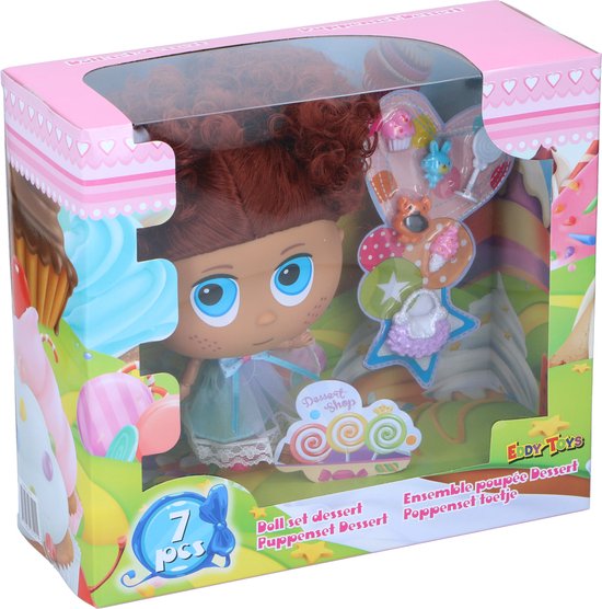Eddy Toys Set de poupées - Avec accessoires - 20x11x19cm - Thème Dessert