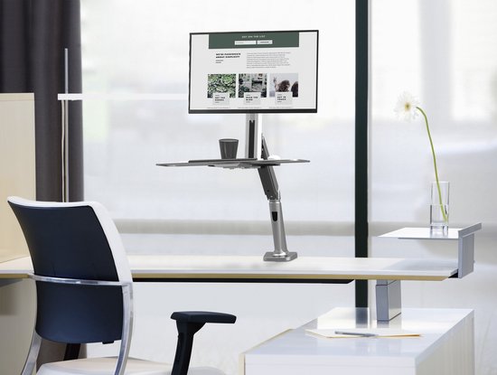 Poste de travail assis-debout - support de moniteur avec clavier - poste de travail