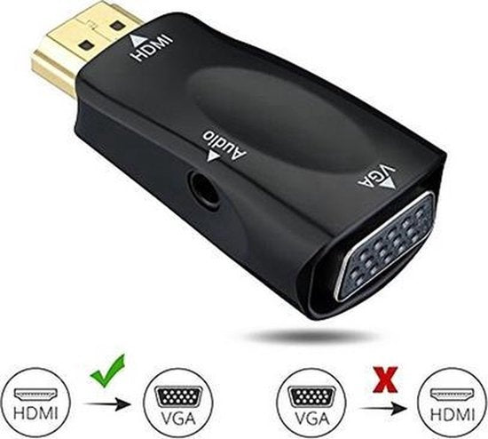 Garpex® Adaptateur HDMI vers VGA avec audio - Câble HDMI vers VGA avec audio - Full HD 1080p - Noir