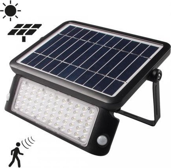 Projecteur LED solaire avec détecteur de mouvement - 3 modes - Sans fil - 1080 lumens - Noir