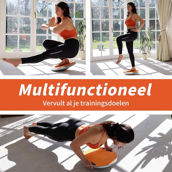DH FitLife Planche d'équilibre, planche d'équilibre avec poignées, très grande taille Ø 42 cm, max. 200 kg, appareil d'entraînement à l'équilibre, planche d'équilibre de fitness pour adultes et enfants, mode d'emploi inclus (peut ne pas être disponible da