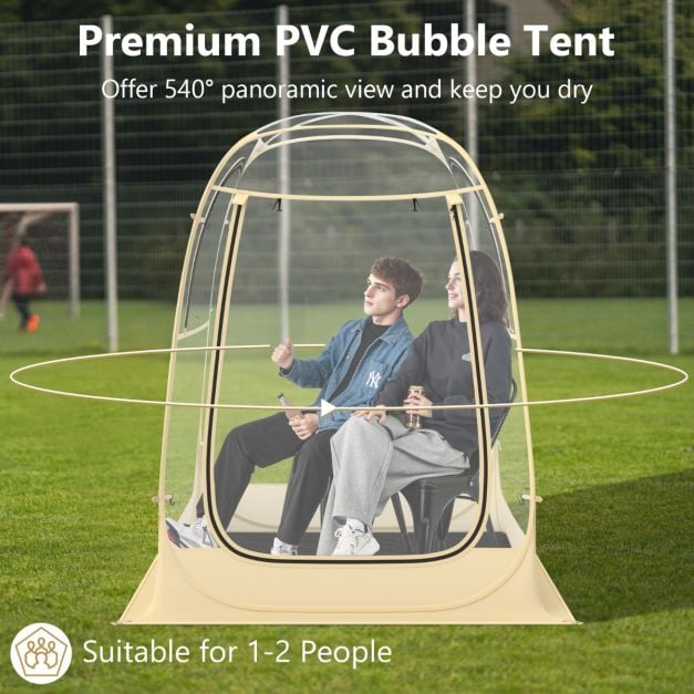 Tente de camping Coast Transparent pour 2 personnes - 128x128x158 cm - 3 saisons - Vue panoramique
