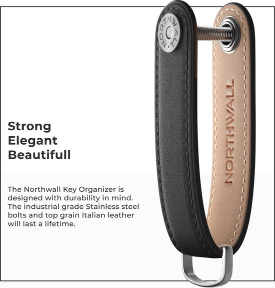 Northwall Porte-clés / Organisateur de clés - 100% cuir véritable - Organisateur de clés Porte-clés - 2 à 7 clés (noir)
