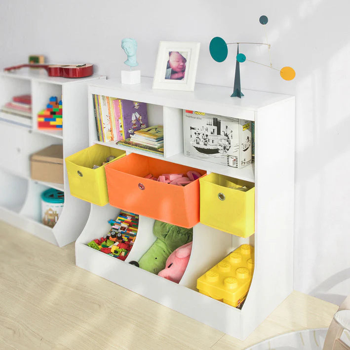 SoBuy - Bibliothèque pour enfants - Coffre à jouets - Etagère de rangement pour enfants - Blanc - 92x93x40cm - KMB26-W