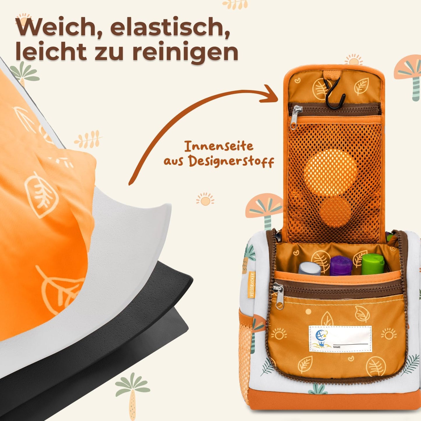 REISERACKER Trousse de toilette pour enfants - orange - 9 x 21 x 18 cm