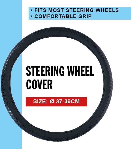 All Ride Handlebar Cover Car 38CM - Convient aux volants 37-39CM - Prise en main confortable - Antidérapant - Décoration de voiture - Faux cuir - Noir
