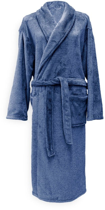 Zohome Peignoir Cara - robe de chambre pour femmes et hommes - L - Manteau du matin - Convient pour le sauna - Bleu