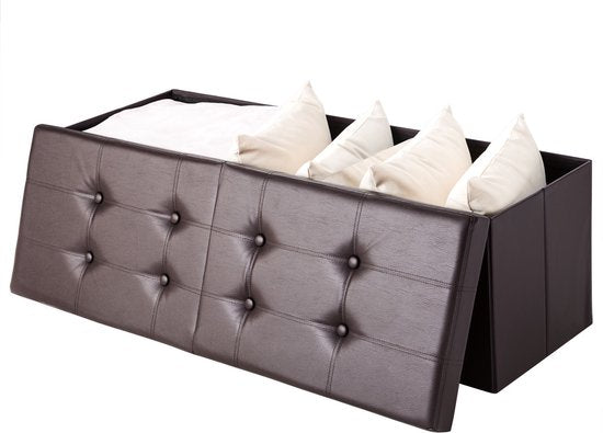 Banc Casaria avec rangement - 80x40x40cm 100L Faux cuir - Marron