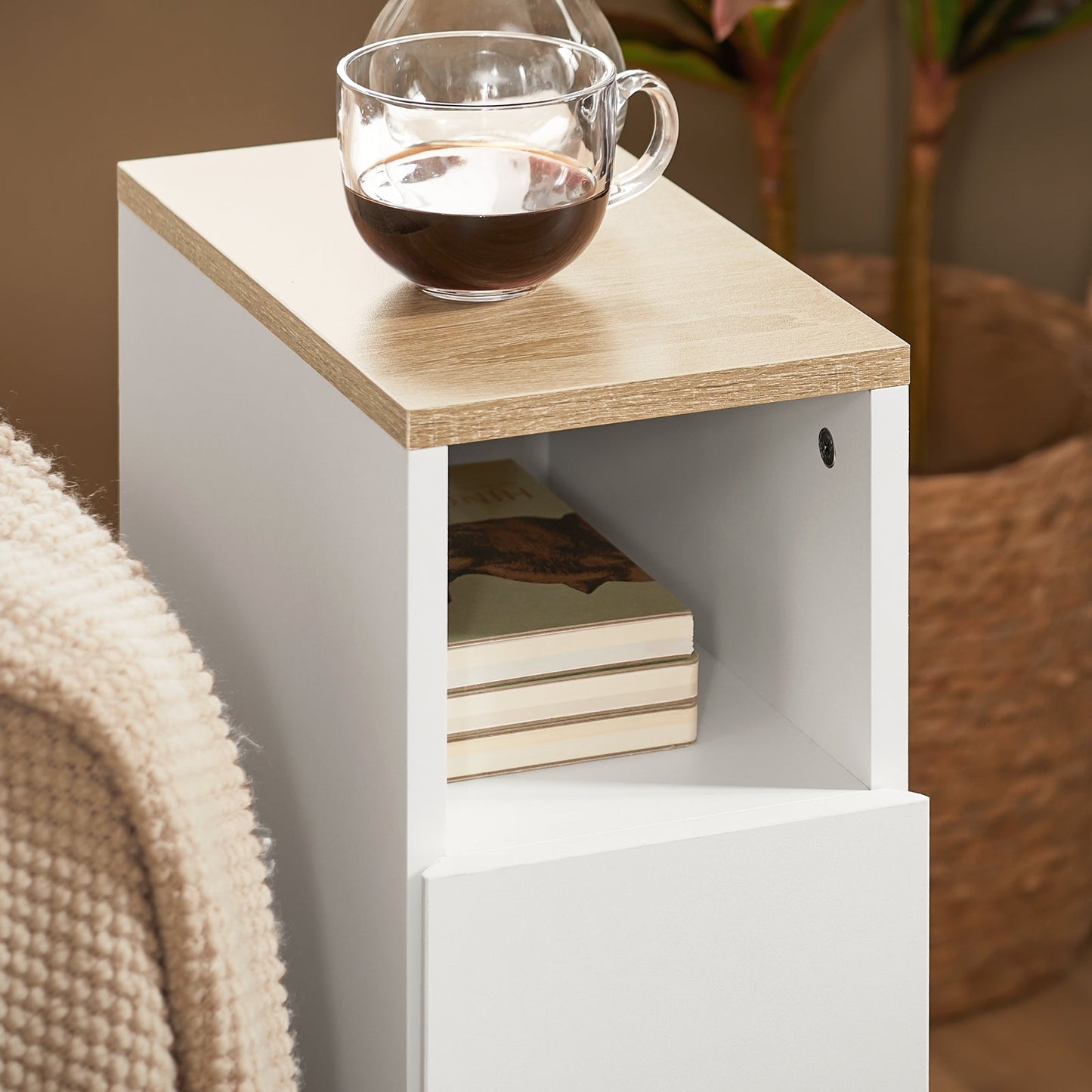 SoBuy Table de nuit - FBT149-WN - 2 tiroirs et compartiment ouvert - 20 cm x 35 cm x H60 cm - Blanc
