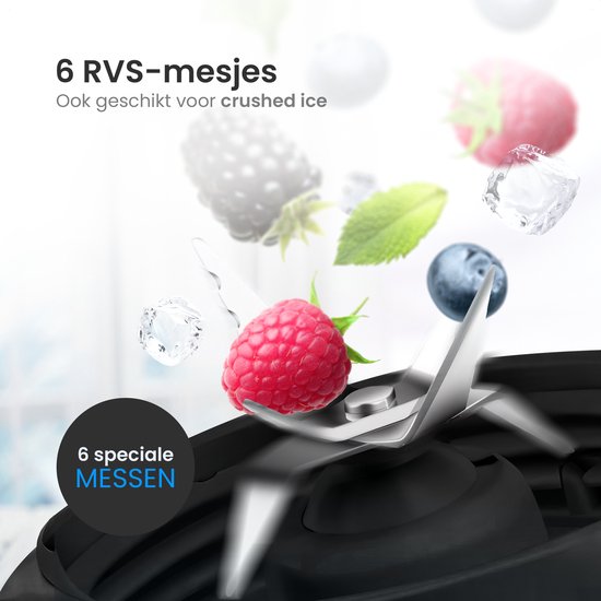 KitchenApp Blender to go - Mixeur rétro - Smoothie maker - Comprend deux tasses et de nombreux accessoires - Noir