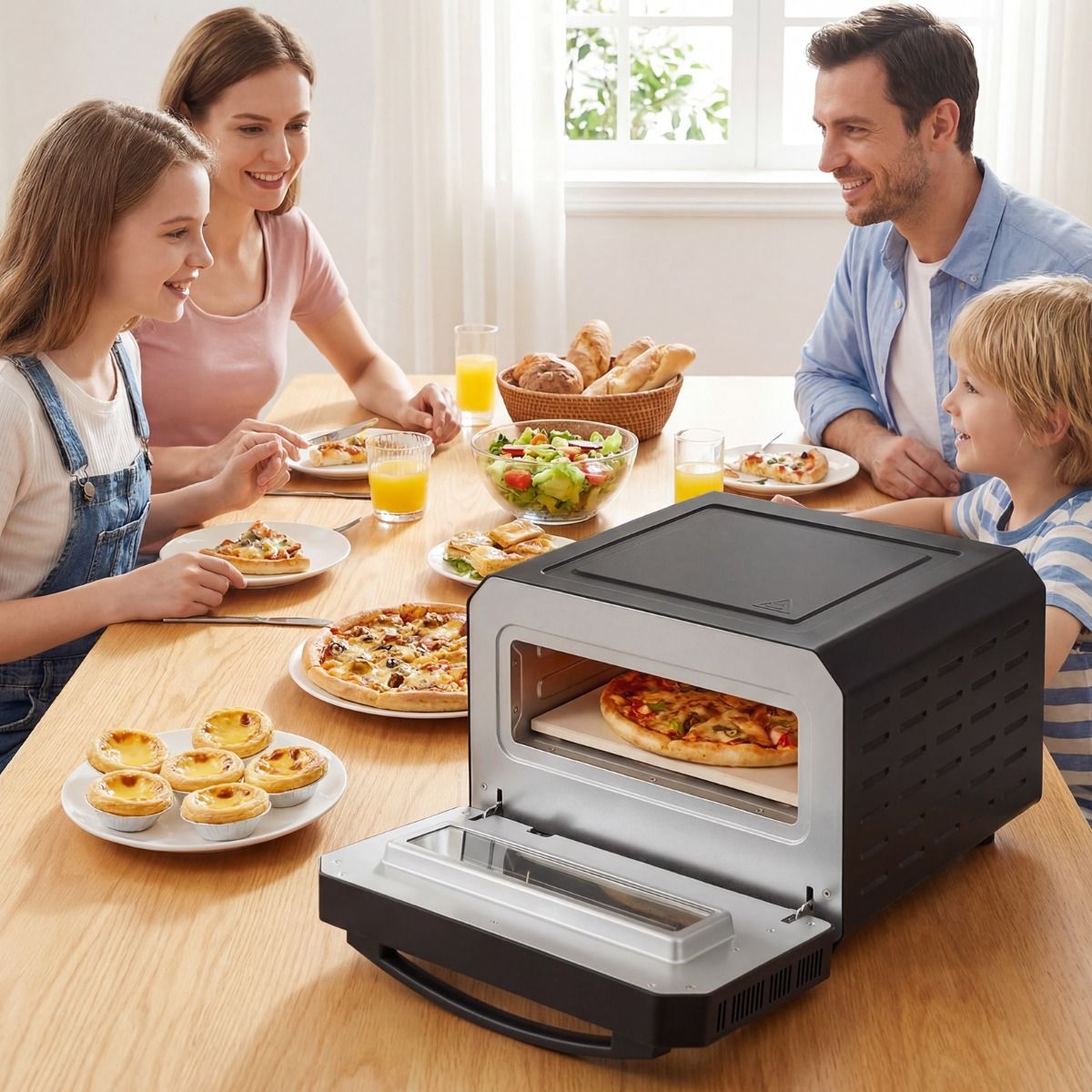 Four à pizza électrique Coast - Modèle de table avec 6 préréglages - Pour des pizzas jusqu'à 30 cm - Noir