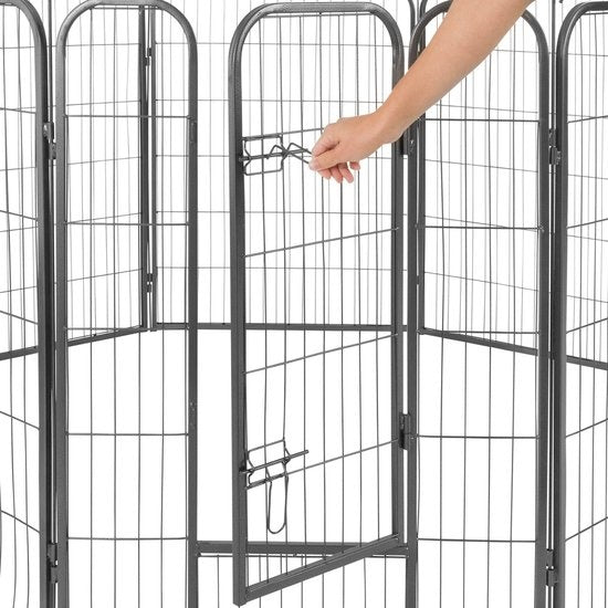 Enclos Pour Chiots/Chien, Tectake, Modulable, Ancrage du sol possible, Gris