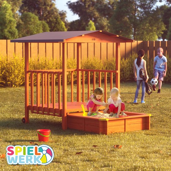Spielwerk Sandbox - Bois Toit solaire UV 50+ Merle - 143x130x130cm
