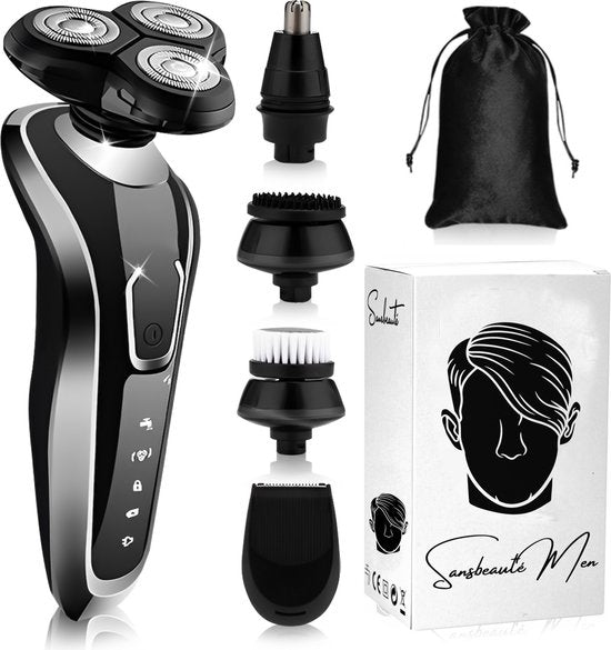 Rasoir électrique 5-en-1 pour hommes avec tondeuse S1110 - Wet & Dry - Tondeuse à barbe - Tondeuse - Tondeuse à nez - 5 accessoires - Rasoir électrique - Étanche