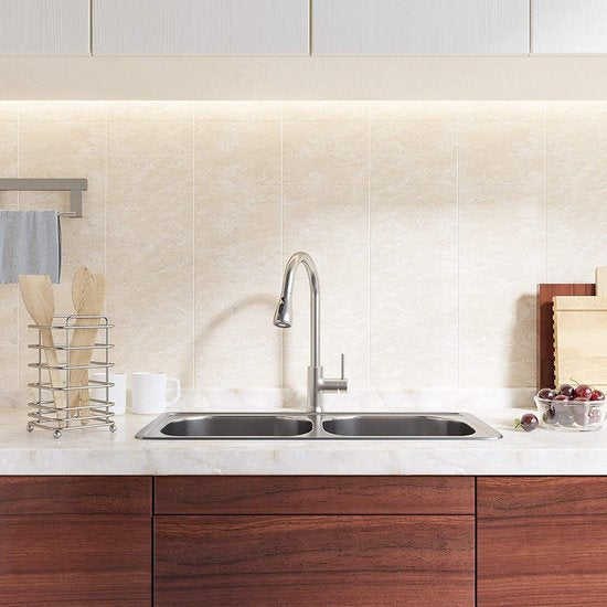 Inspire Robinet de cuisine, robinet de comptoir, robinet de cuisine avec douchette, poignée unique Évier extractible en nickel brossé (argent)