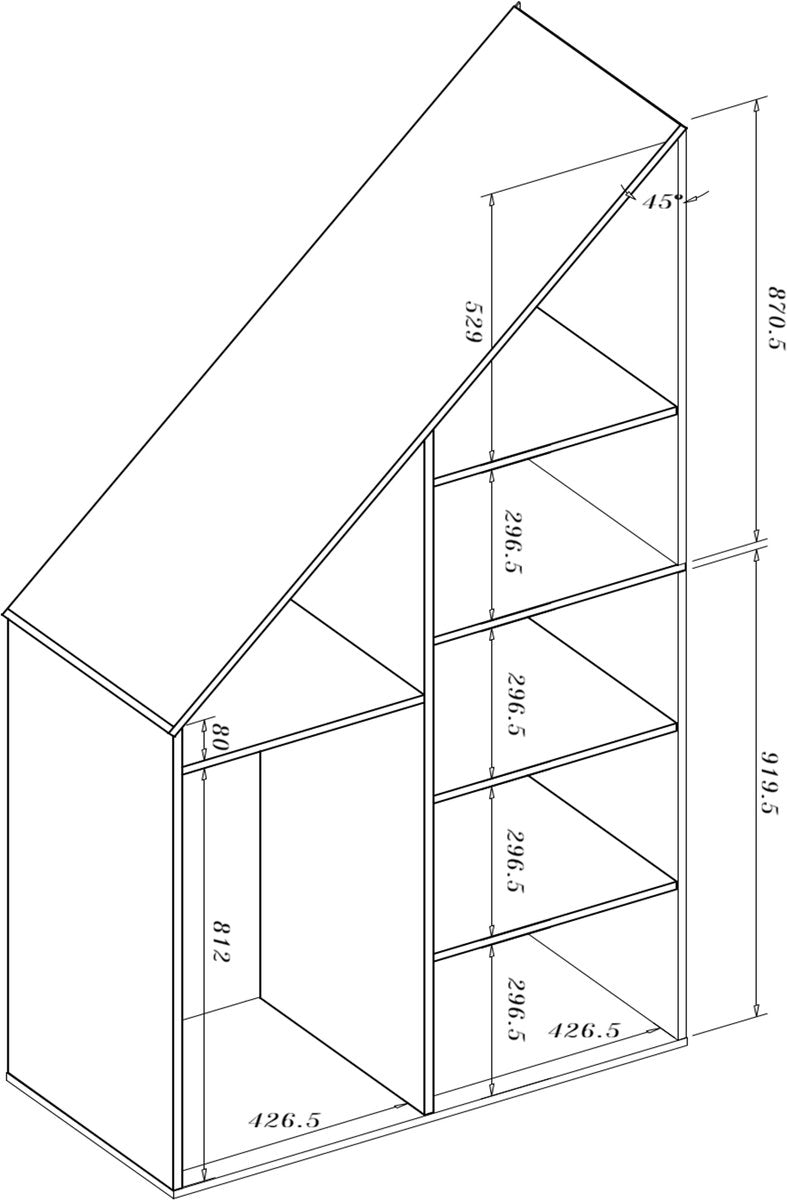 TheBestOf Furniture Armoire de rangement blanche - Pour mur en pente - 91 x 47 x 94/182 cm
