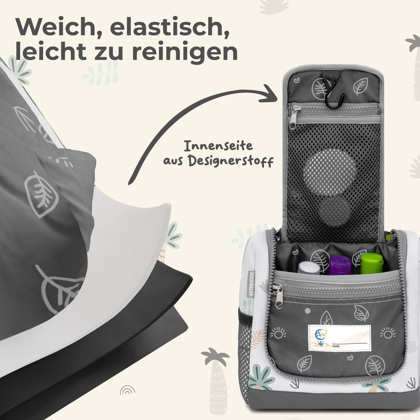 REISERACKER Trousse de toilette pour enfants - anthracite - 9 x 21 x 18 cm