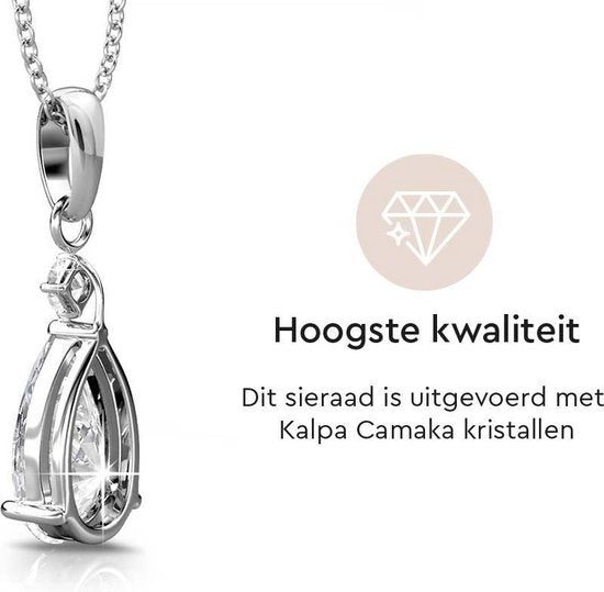 Yolora Collier pour femmes avec pendentif et cristaux Kalpa Camaka - couleur argent - plaqué or blanc 18K - boîte cadeau - cadeau de fête des mères