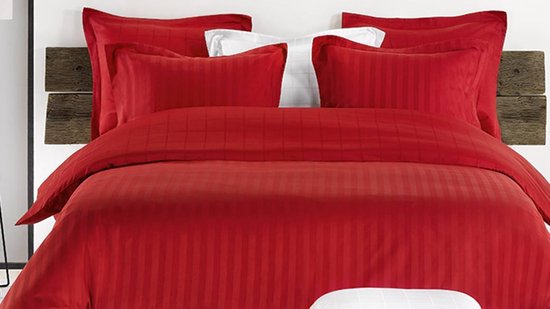 Housse de couette De Witte Lietaer en satin de coton Zygo - Format hôtel - 260 x 240 cm - Rouge