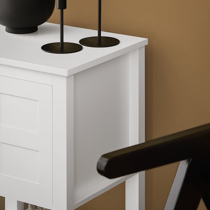 SoBuy FBT113-W Table de nuit Boxspring Bed Sofa Table Side Table Narrow Phone Table Nightstand with 1 Door Nightstand White