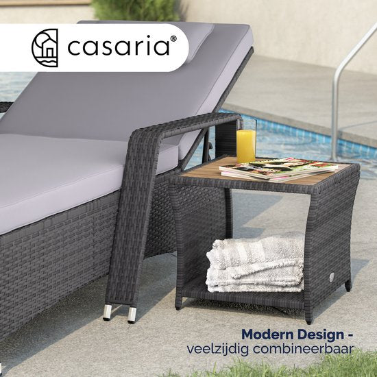 Table d'appoint Casaria - Polyrattan Square 45x45x40cm - Gris