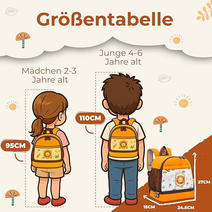 Sac à dos Reiseracker pour enfants Orange + gilet de sécurité