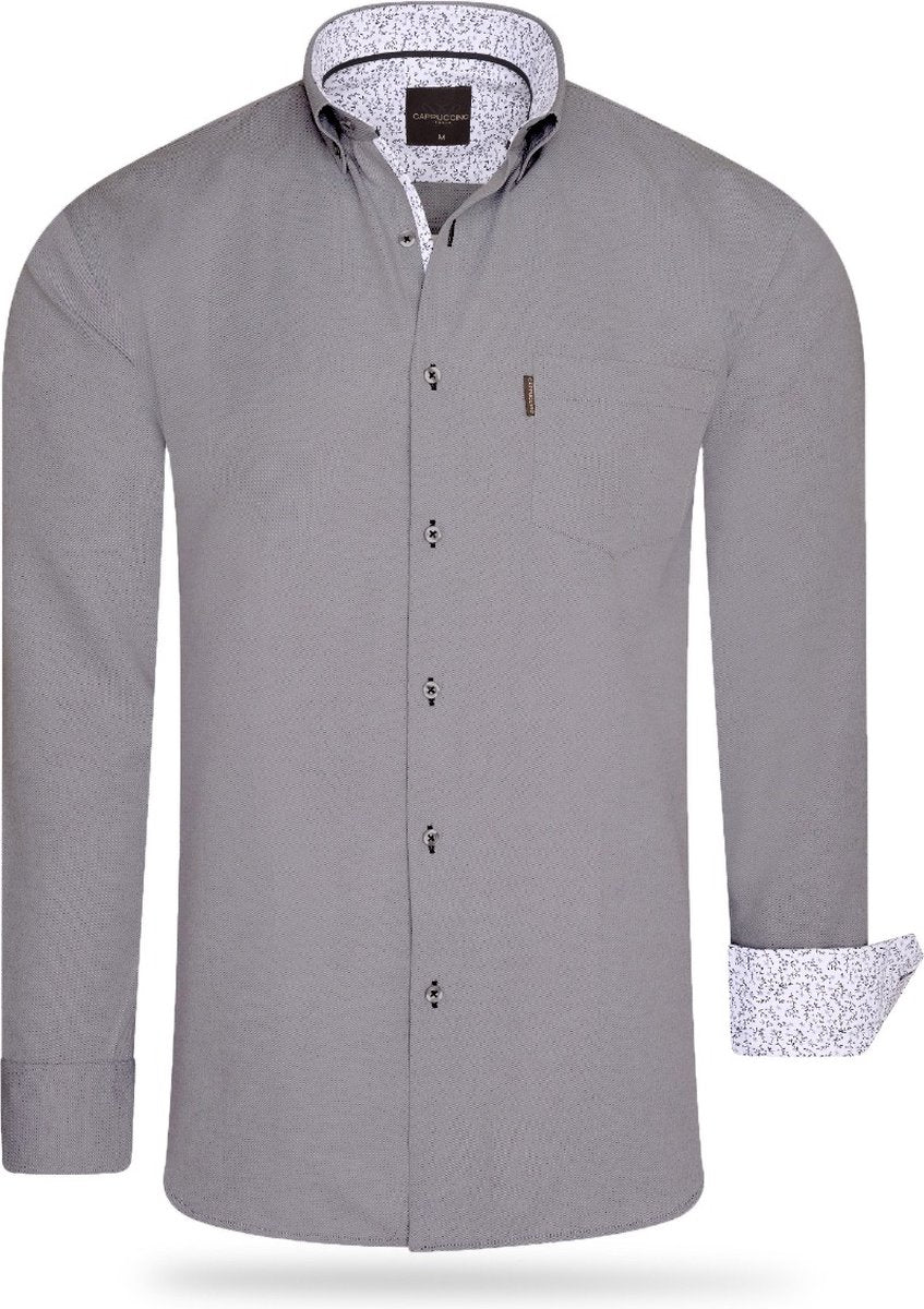 Cappuccino Italia - Chemise Uni pour homme - Gris clair - Taille L