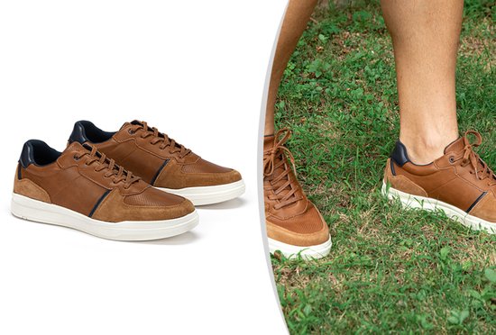 Milanoro - Baskets élégantes en cuir pour homme - Cognac - Taille 44