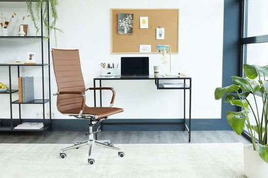 Lifa Living - Bureau industriel - Noir - Métal - MDF - avec base - Design épuré - 114 x 60 x 76 cm