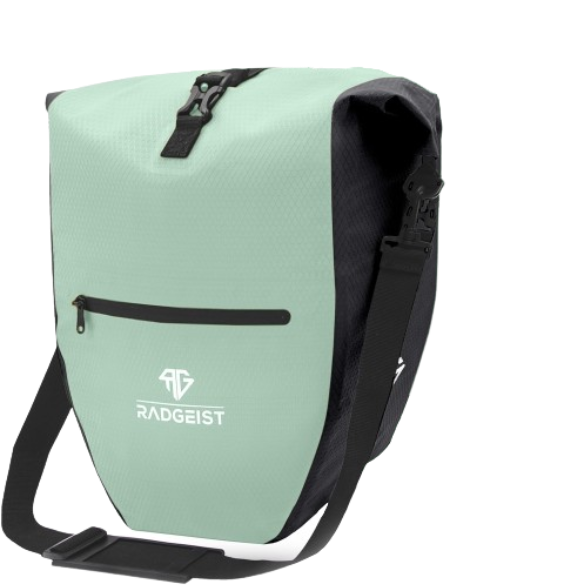 Radgeist Pannier Bag for Luggage Carrier 20L - Waterproof - Shoulder Bag - Mint Green - 47.1 x 37.3 x 6.2 cm
