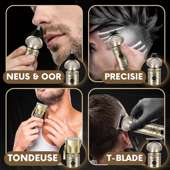 Tondeuse à cheveux professionnelle sans fil 4 en 1 - Tondeuse à cheveux pour hommes - Sansbeauté® TotalTrim - Cheveux Hair - Tondeuse à cheveux - Machine à cheveux pour coiffeurs - Tondeuse à cheveux - Barbe - Barber Hair Clipper - Barber Buddha Trimmer -