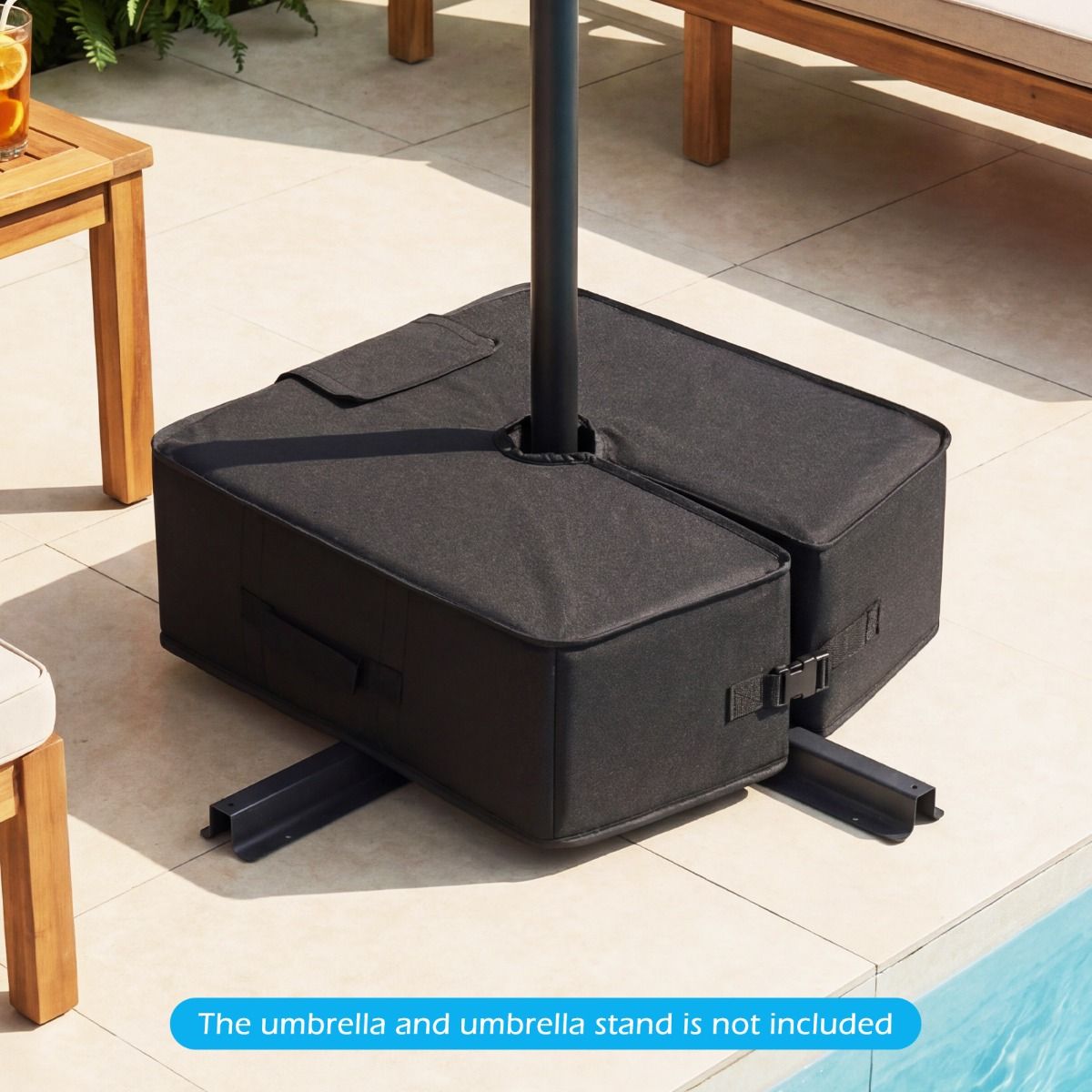Pied de parasol Coast avec sac de sable - pouvant contenir jusqu'à 40 kg - fermeture réglable - noir