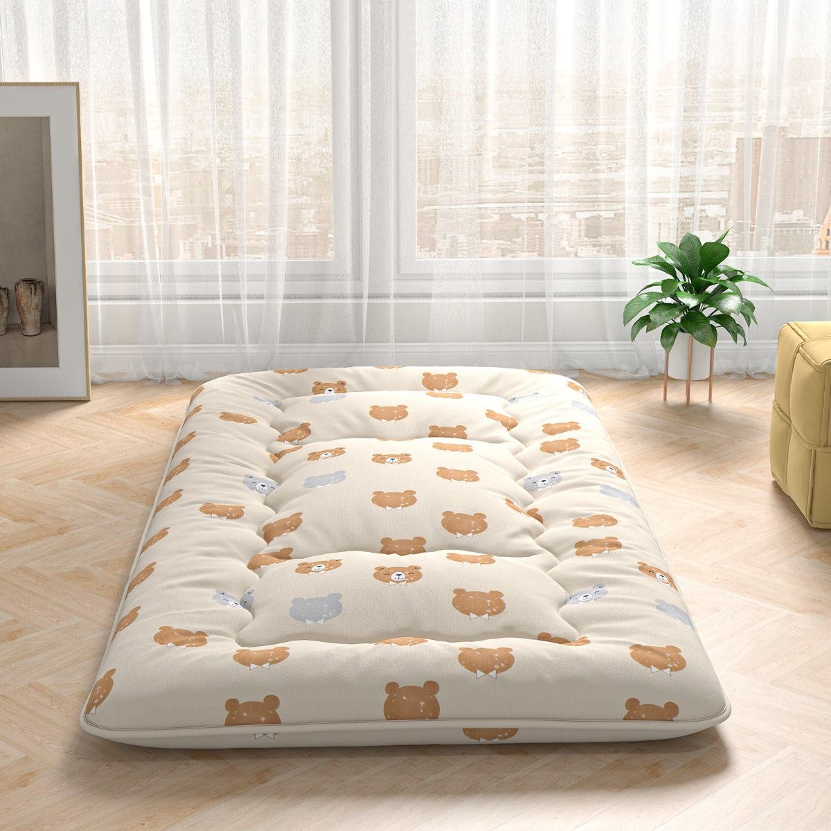 Matelas Futon Coast avec housse amovible et sac de transport - 90 x 200 cm - Crème